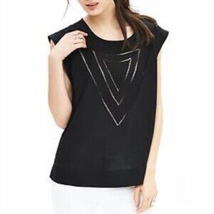 Banana Republic Black Embroidered Muscle Tee